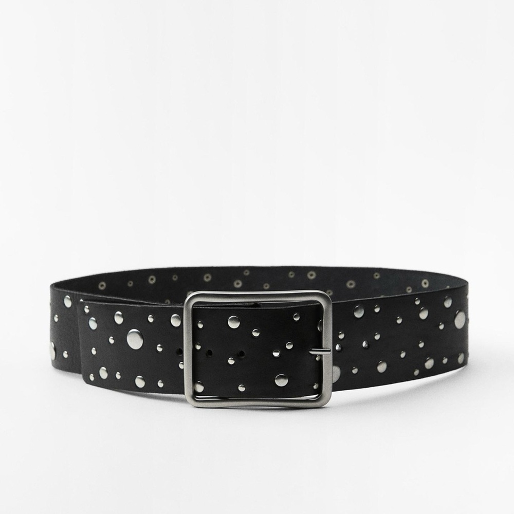 Zara Large Leather Studded Belt